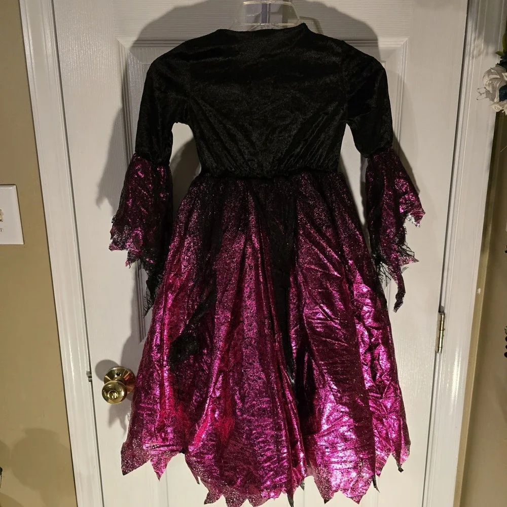 Spirit Halloween Witch Costume Black & Purple Girls Size 5T-6T Metallic Colorful